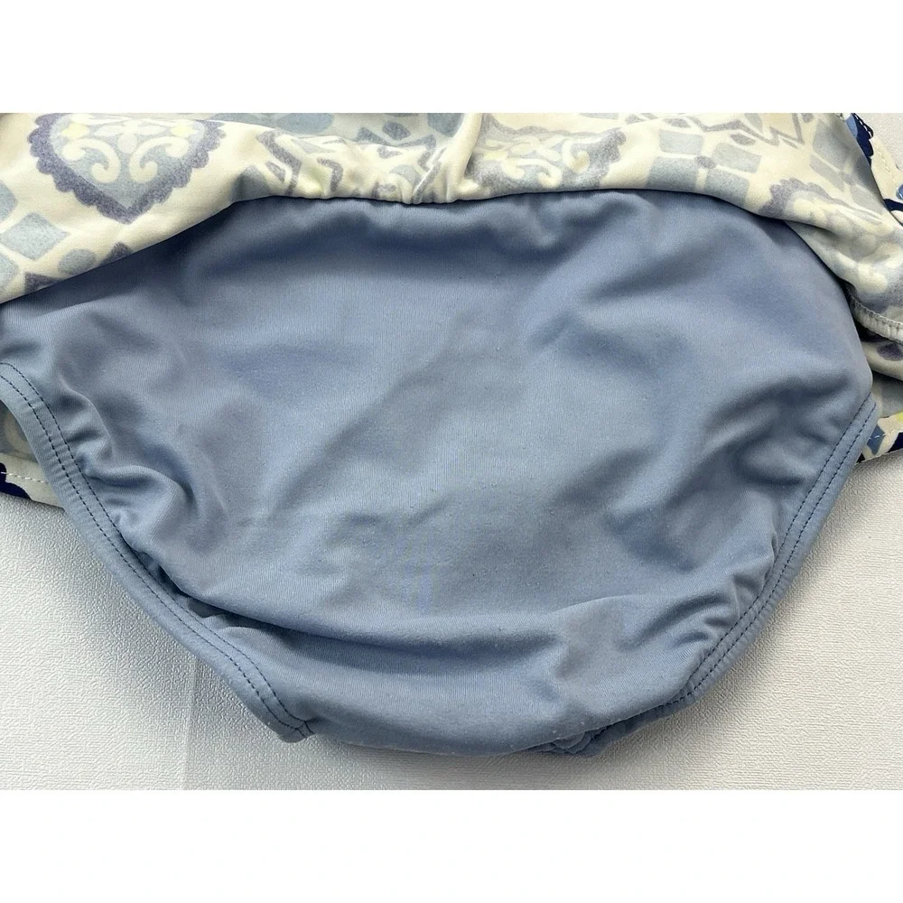 Gymboree Girls 12-18M Blue Tile Print Swim Skirt Bottom Skirted Bikini Brief